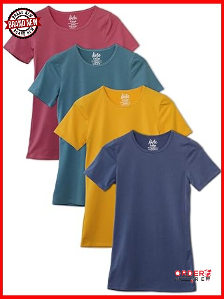4-Pack Fitted Crewneck T-Shirts For Layering, Heavyweight Fabric